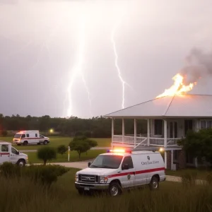 Emergency crews responding to lightning strikes at Corolla Adventure Golf and Bumper Cars facility