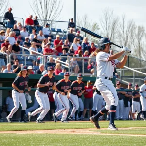 East Carolina University baseball team playing in a game