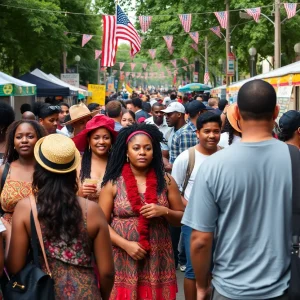 People celebrating Juneteenth with music, food, and art in North Carolina.