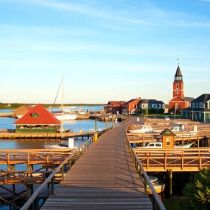 View of Manteo's harbor and boardwalk