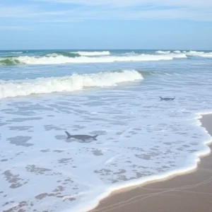 Scenic view of the Outer Banks with a focus on the coastline and marine life