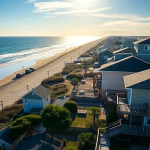 A picturesque Outer Banks location showing beachside properties affected by rental shortages.