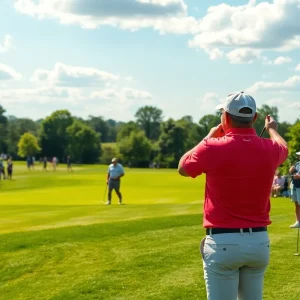 Golfers on a sunny day at the Pirate Cup Tournament.