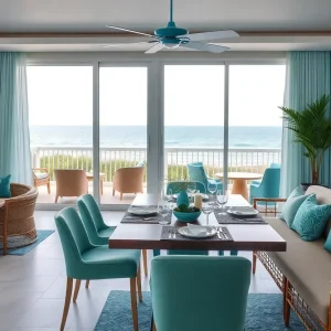 Interior of The Sanderling Resort featuring coastal decor.