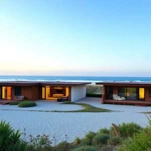 Mid-century modern flat top cottages nestled in Southern Shores, NC.