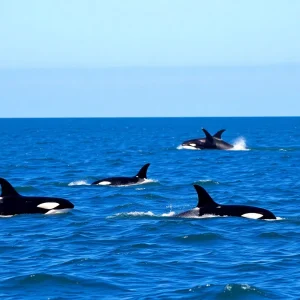 Killer whale and humpback whale in North Carolina waters