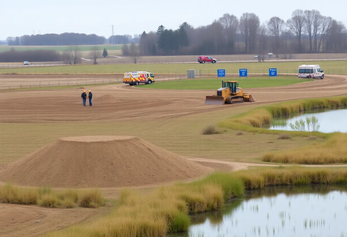 Scene of a bulldozer accident at a sandpit in Tyrrell County