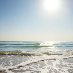 Beach scene at Cape Hatteras National Seashore showing gentle waves.