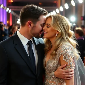 Chase Stokes and Kelsea Ballerini posing together at a red carpet event