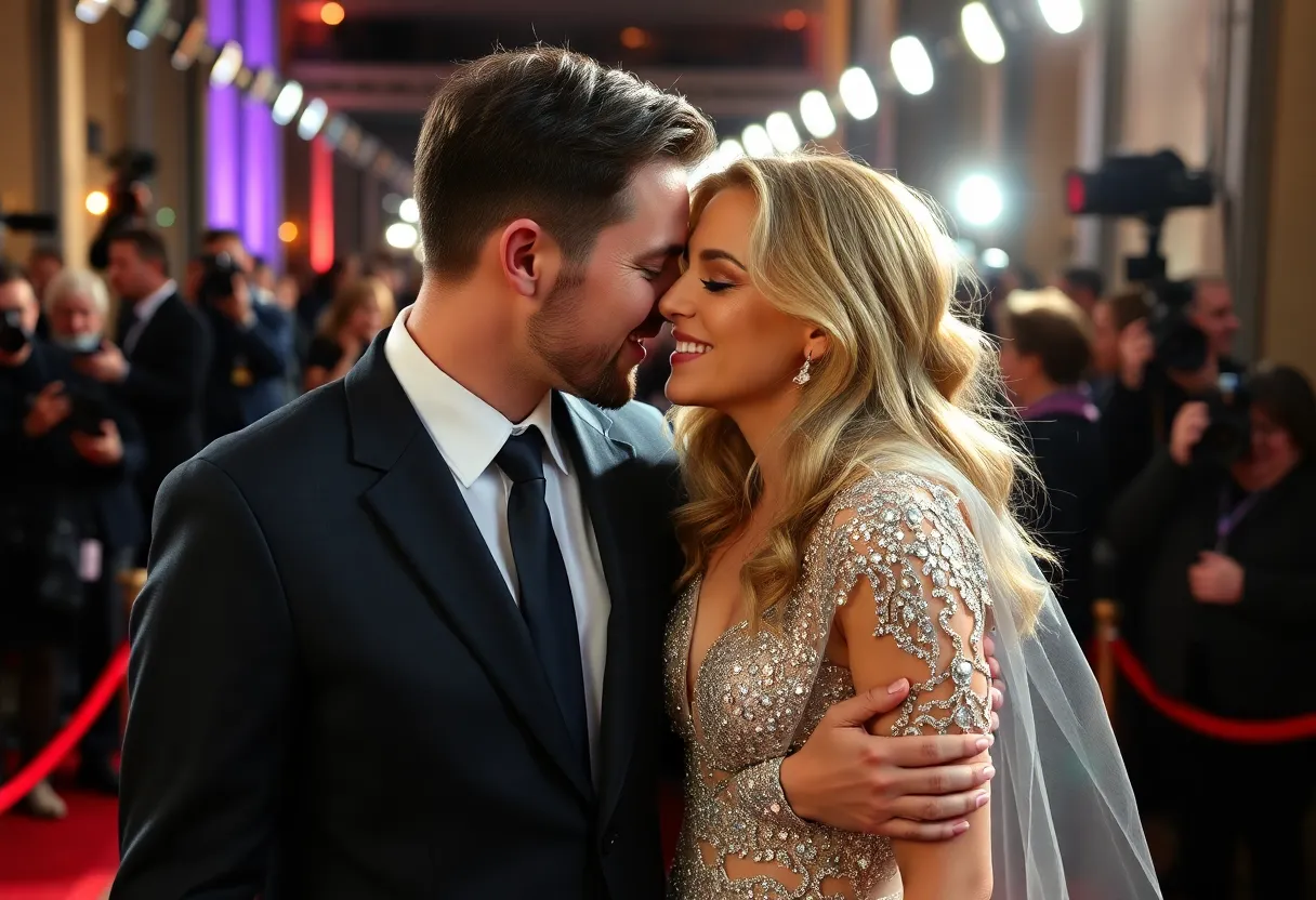 Chase Stokes and Kelsea Ballerini posing together at a red carpet event