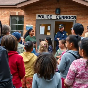 Community members discussing child safety and exploitation prevention