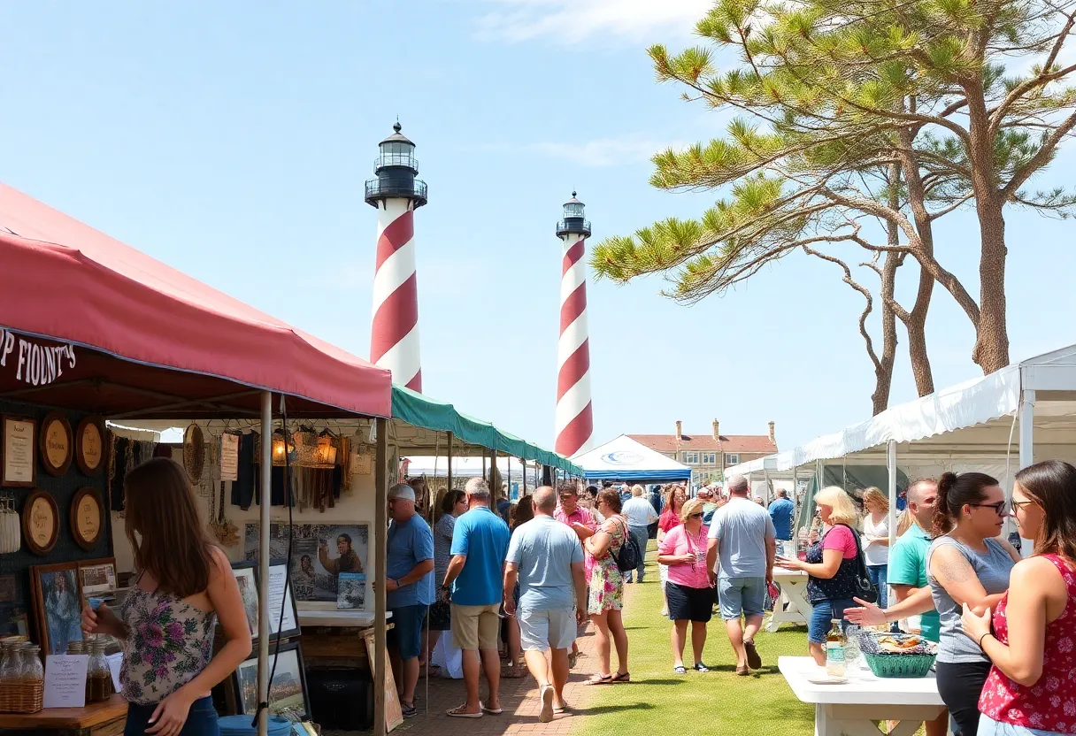 Festival attendees enjoying local crafts and beverages at Corolla Cork & Craft