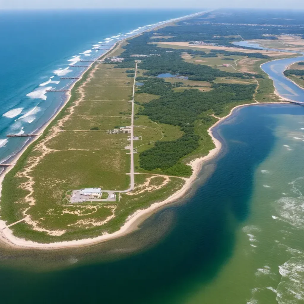 Aerial view of 177 acres of prime land in Corolla, North Carolina