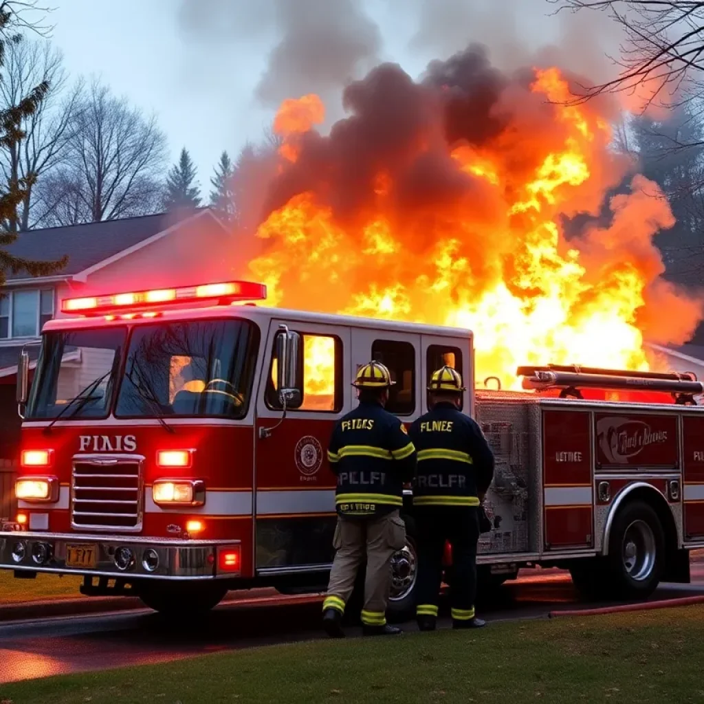 Firefighters battling a blaze at a pool house in Duck, NC.