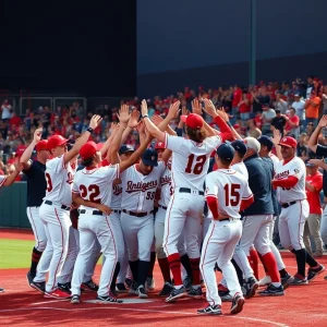 East Carolina Pirates celebrate their AAC Championship victory on the field.