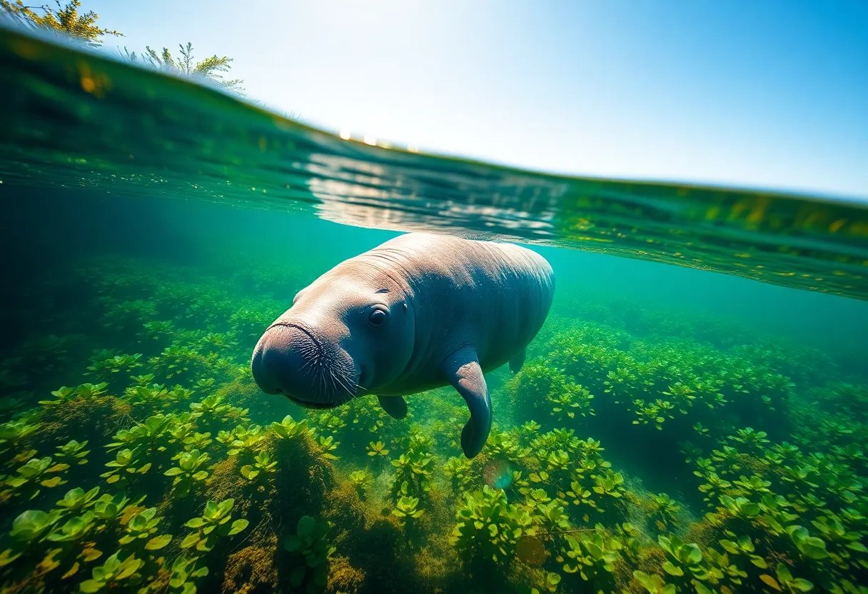 Florida manatee swimming in Outer Banks waters