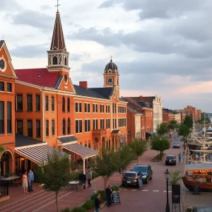 Historic buildings and riverfront in New Bern, North Carolina