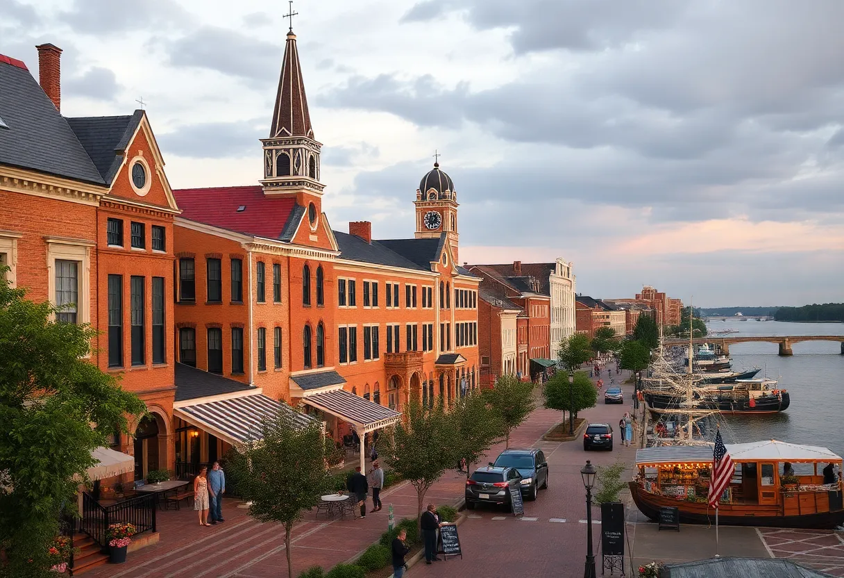 Historic buildings and riverfront in New Bern, North Carolina