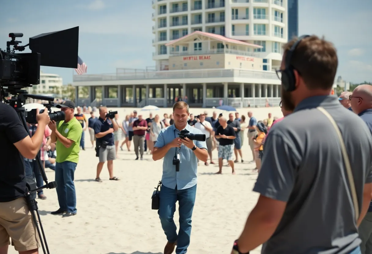 Filming of Outer Banks in Myrtle Beach with fans and crew