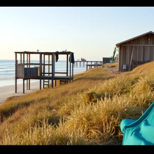 Coastal erosion effects and restoration efforts at Rodanthe Beach