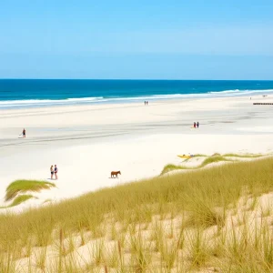Beautiful Outer Banks beach landscape with outdoor activities