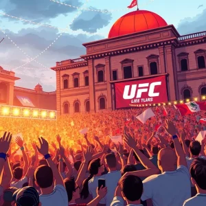 Crowd cheering at a UFC match on White House grounds