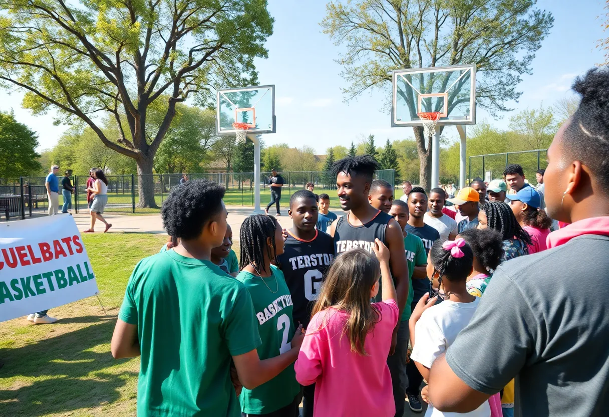 Fans interacting with UNC basketball players during the autograph session