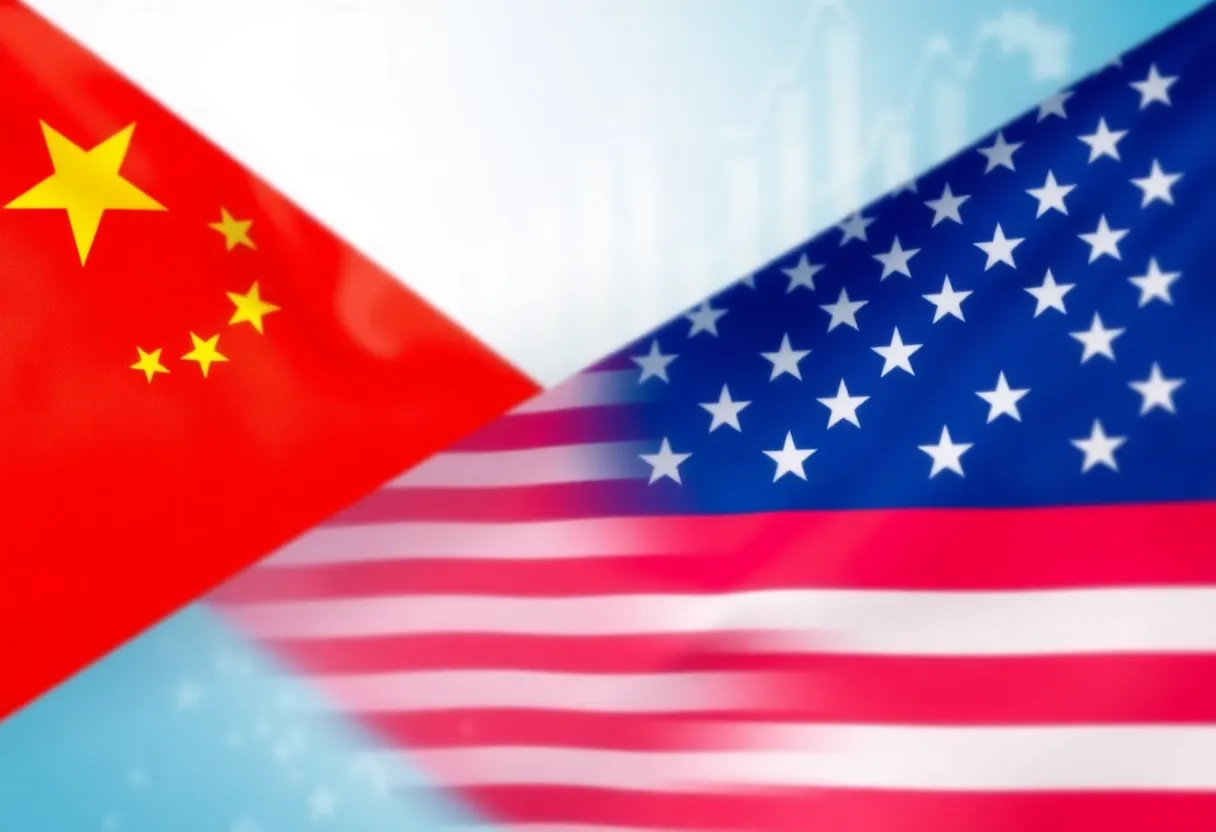 Abstract representation of U.S. and Chinese flags symbolizing trade talks