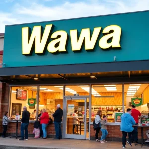 New Wawa store in Garner, North Carolina with customers outside