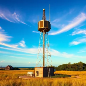 A radio station tower representing local broadcasting in Outer Banks