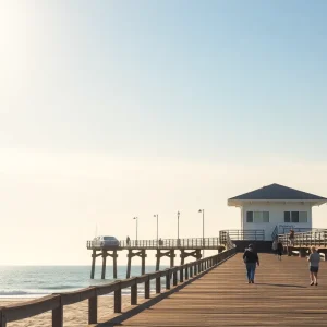 Sunset view of Avalon Fishing Pier, Kill Devil Hills