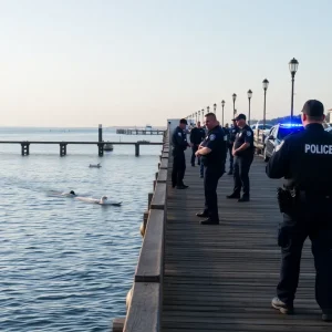 Police at Avalon Fishing Pier in Kill Devil Hills