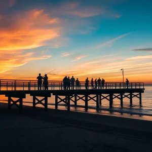Families enjoying Avalon Fishing Pier