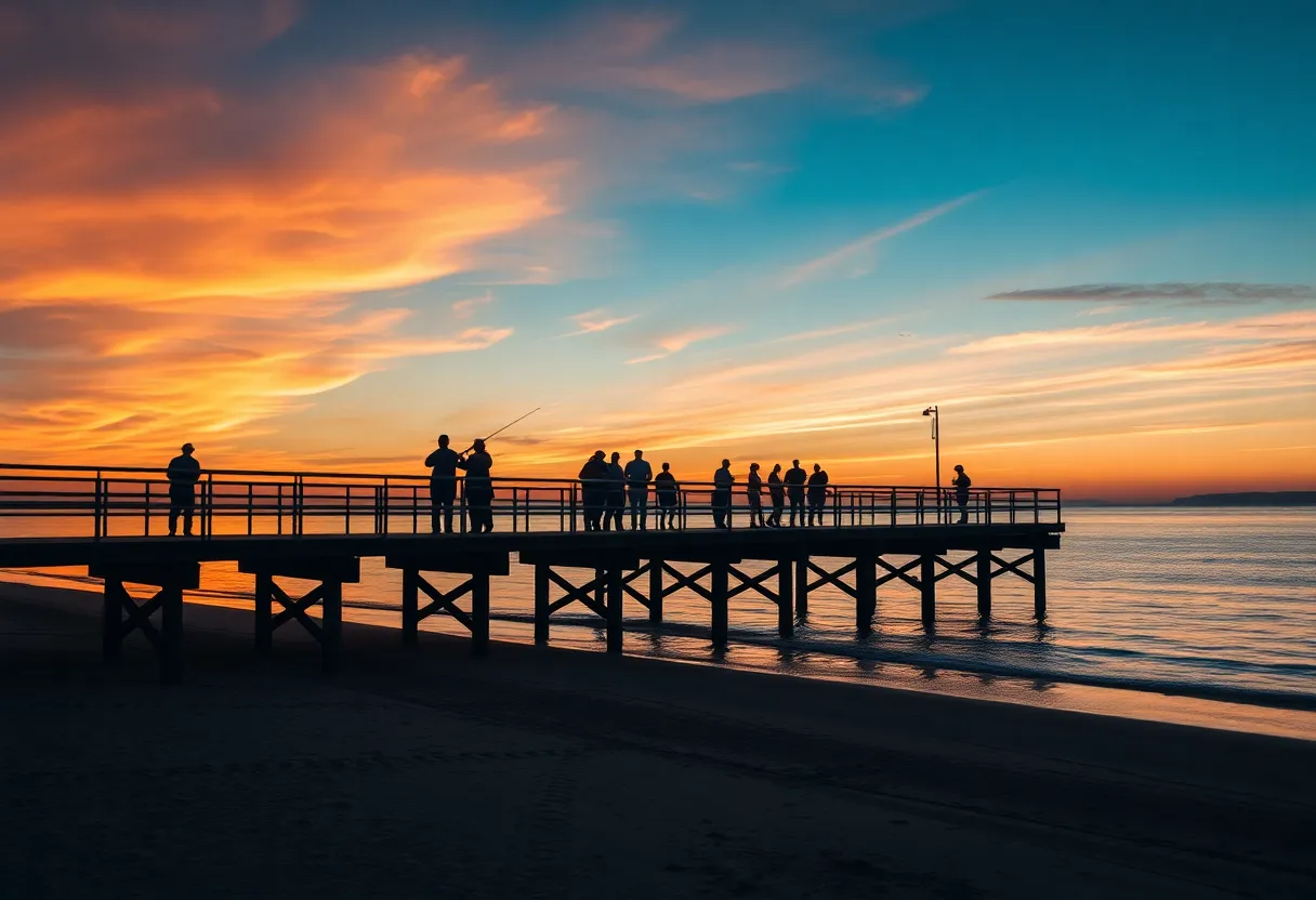 Avalon Fishing Pier and beach area with emergency responders present