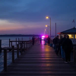 Avalon Fishing Pier with police presence after shooting incident