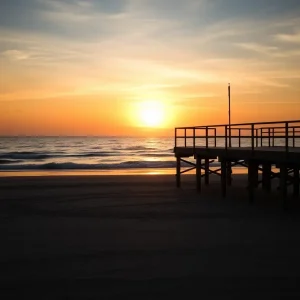 Sunset view of Avalon Fishing Pier, symbolizing loss and mourning.
