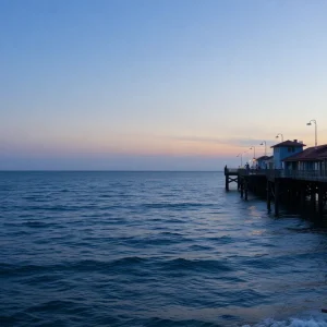 Sunset over Avalon Fishing Pier in Kill Devil Hills