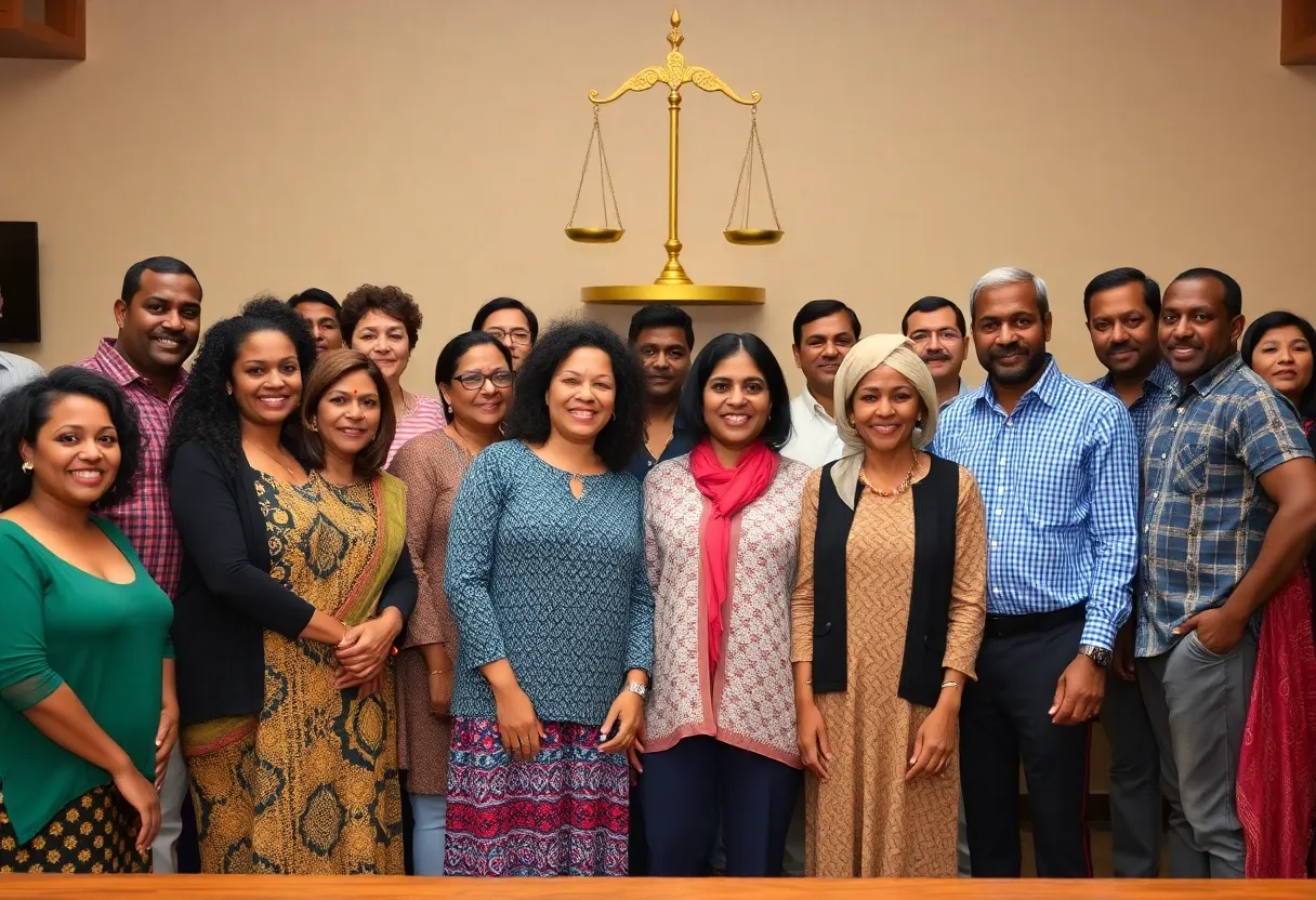 Diverse community members standing together for immigration rights