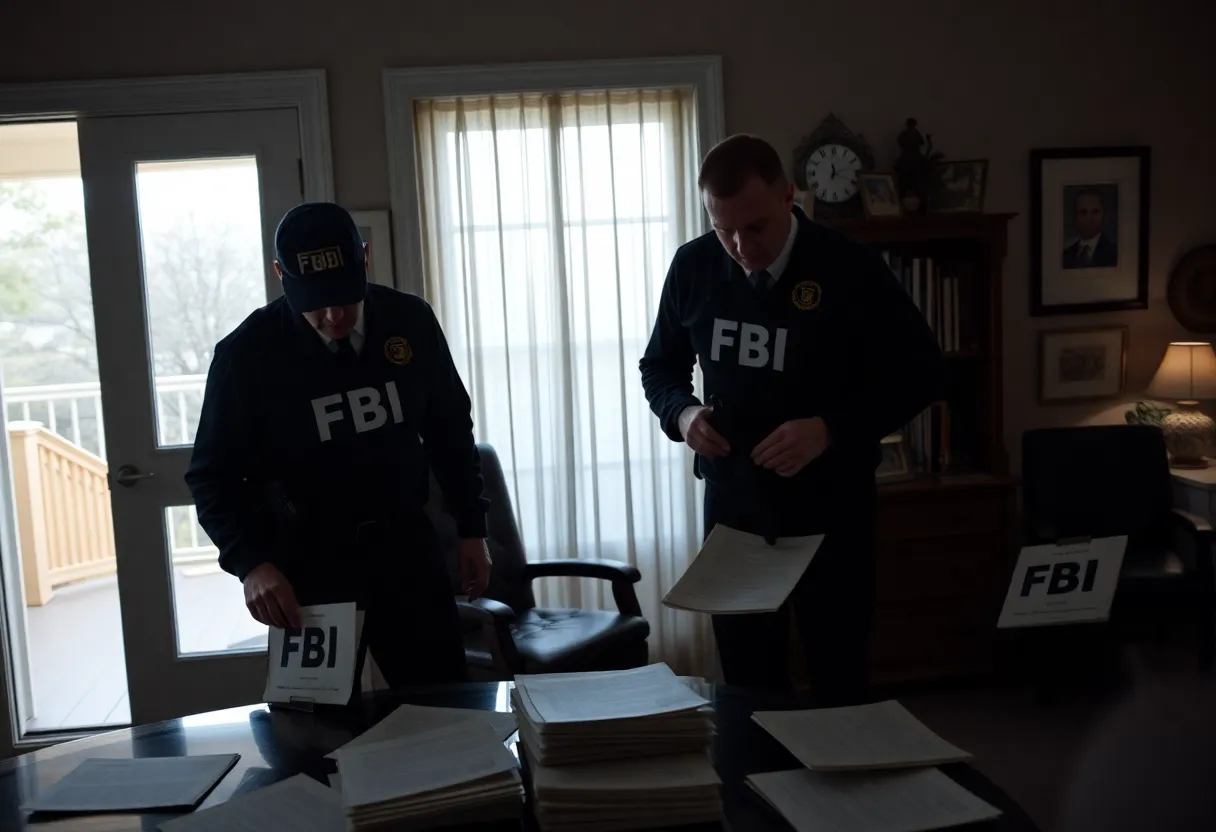 FBI agents conducting a search at a residence