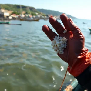 Coastal environment in Wanchese with fishermen preparing their catch.