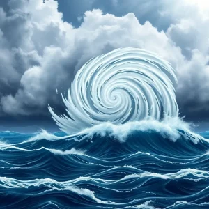 Hurricane Erin swirling over the Atlantic Ocean