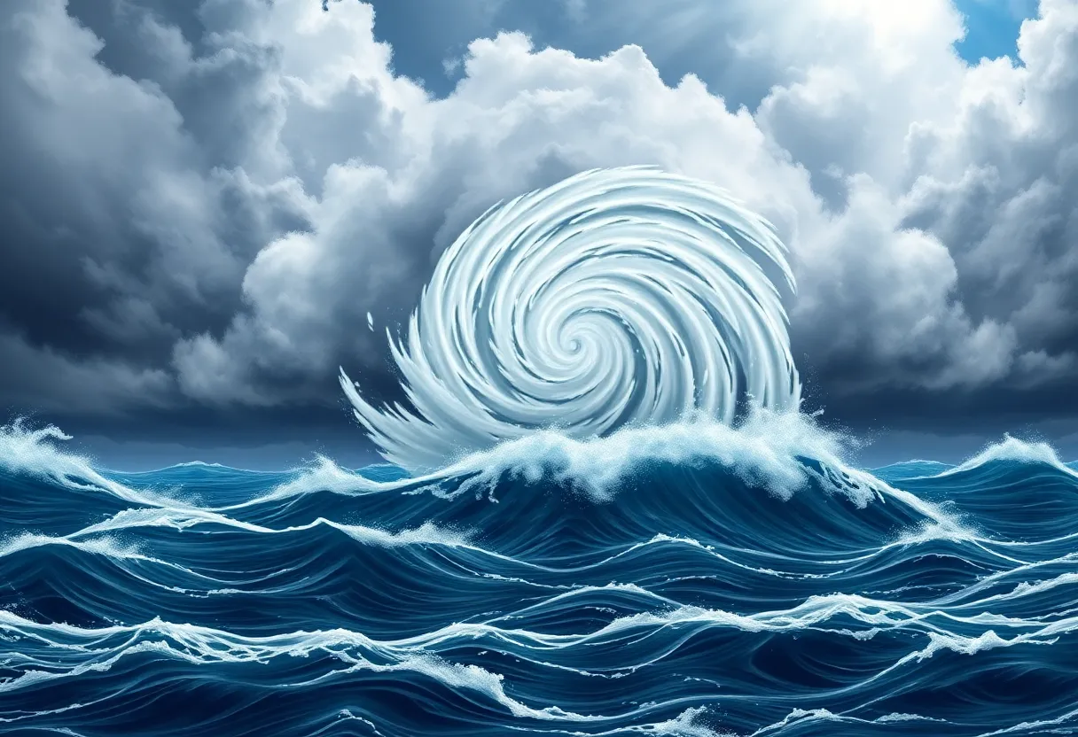 Hurricane Erin swirling over the Atlantic Ocean