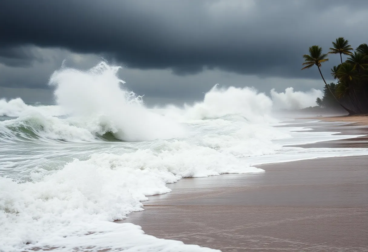 Dramatic waves and stormy skies during Hurricane Erin