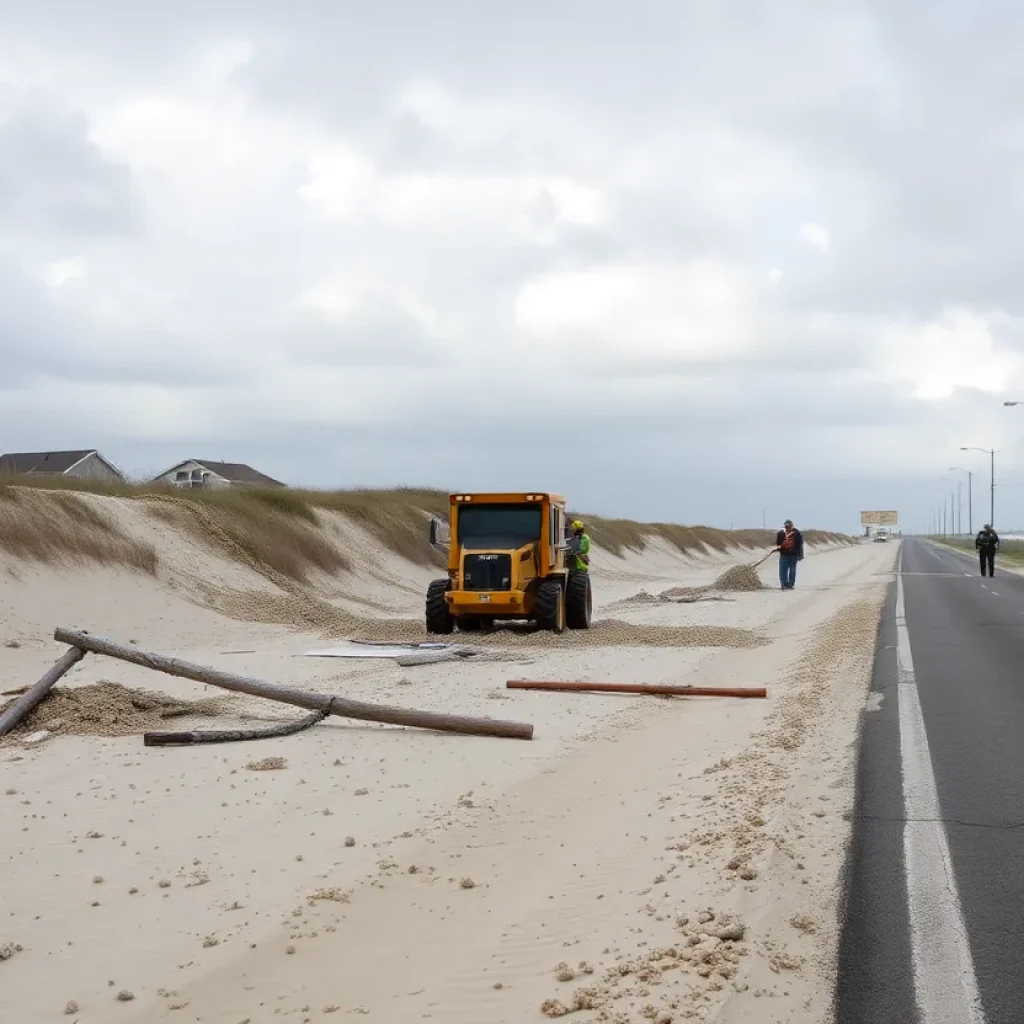 Clean-up efforts on Hatteras Island after Hurricane Erin
