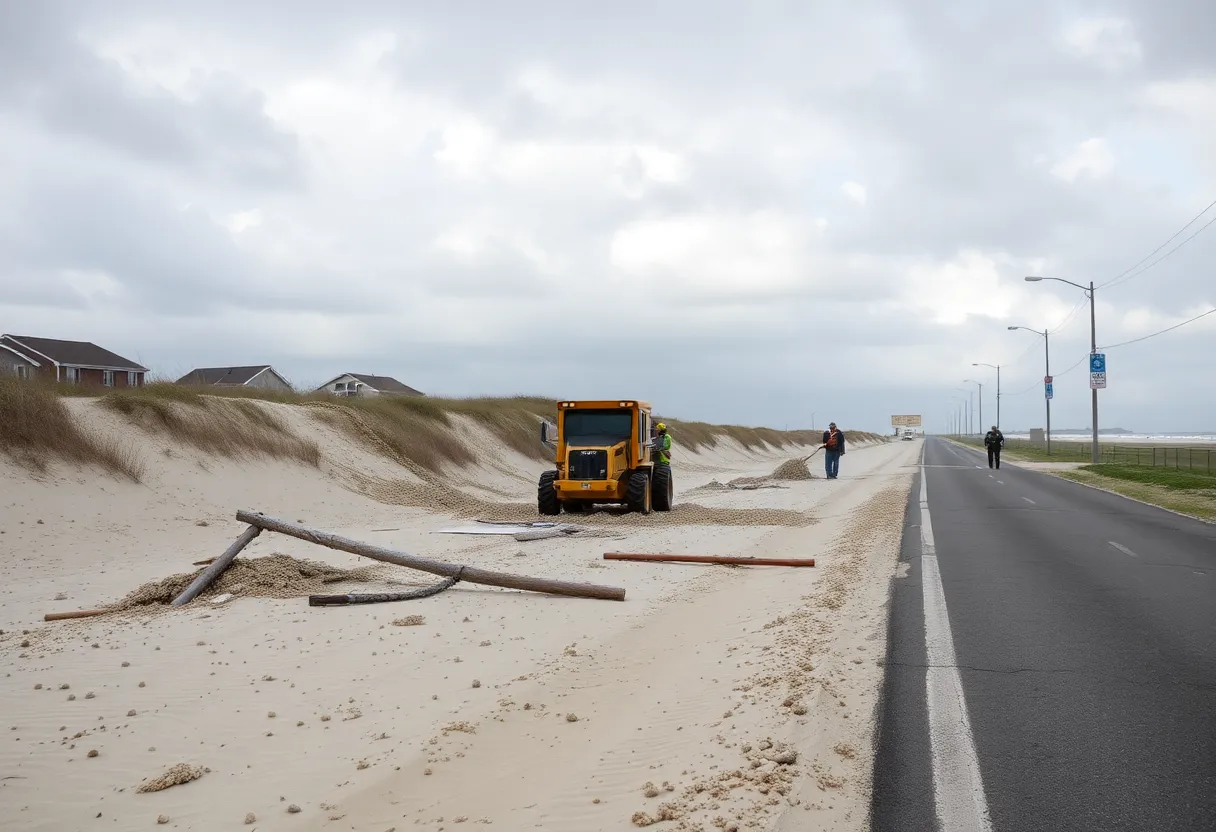 Clean-up efforts on Hatteras Island after Hurricane Erin
