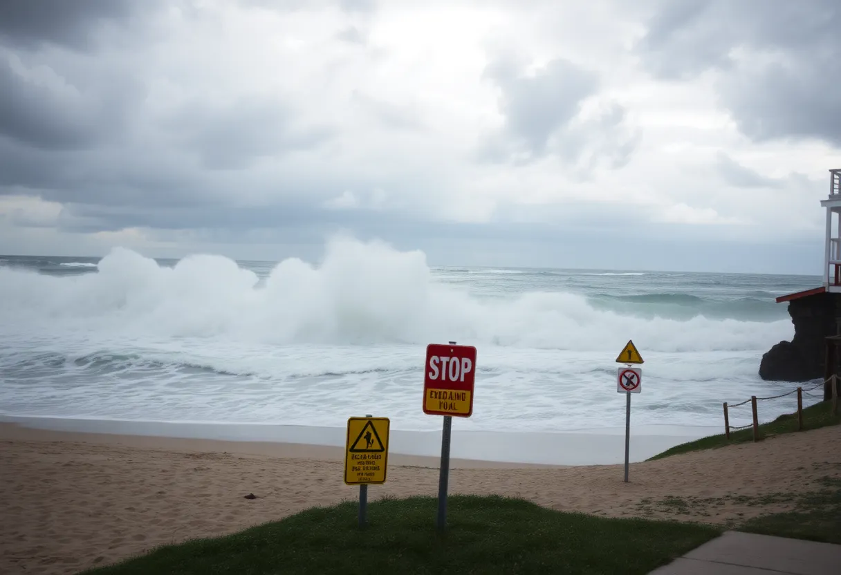 High waves and stormy weather at the Outer Banks during Hurricane Erin
