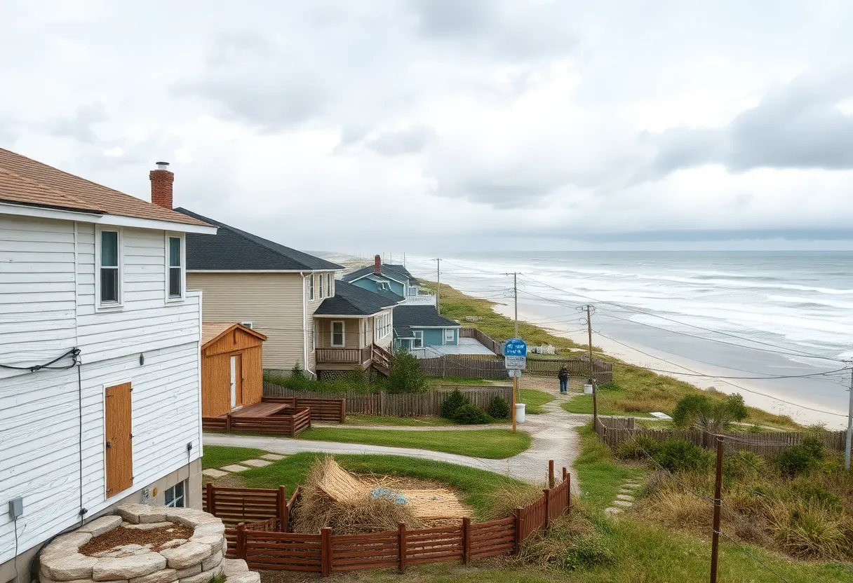 Stormy Atlantic Ocean waves crashing against a coastline during Hurricane Erin