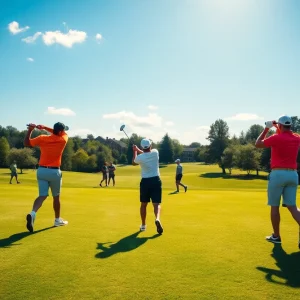 Lehigh University Women's Golf team practicing at a golf course