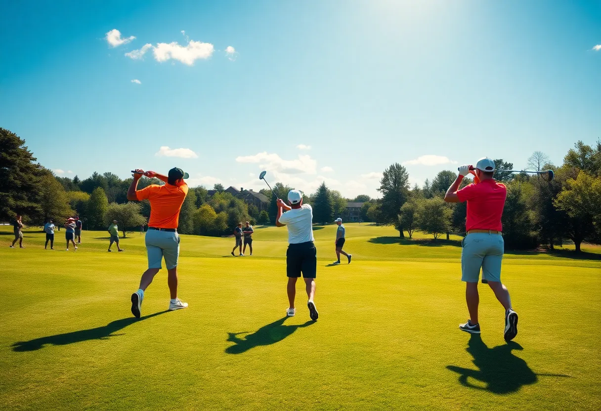 Lehigh University Women's Golf team practicing at a golf course