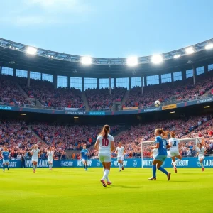 Players from Liberty University women's soccer team playing in a match against East Carolina.